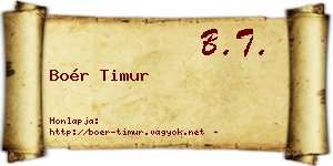 Boér Timur névjegykártya